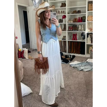 Happy Sailed Women's Boho High Waist Maxi Skirt with Pockets