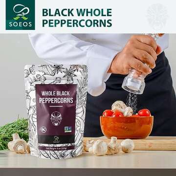 Soeos Whole Black Peppercorns 8oz - Fresh Flavor for Cooking