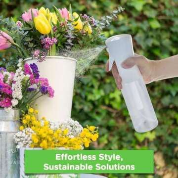 VIGOR PATH Continuous Water Mister Spray Bottle for Hair - Continuous Spray Nano Fine Mist Sprayer - Empty Spray Bottle - Reusable Beauty Spray Bottle - Cleaning, Hairstyling & Plants (Clear - 10oz)