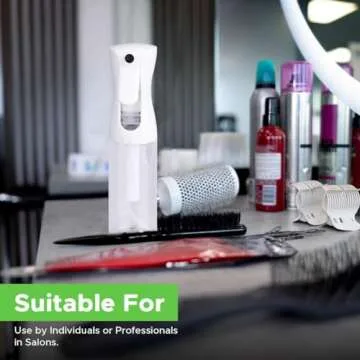 VIGOR PATH Continuous Water Mister Spray Bottle for Hair - Continuous Spray Nano Fine Mist Sprayer - Empty Spray Bottle - Reusable Beauty Spray Bottle - Cleaning, Hairstyling & Plants (Clear - 10oz)