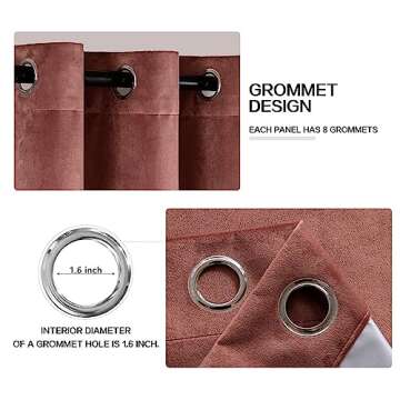 MIULEE 100% Blackout Velvet Curtains 96 Inches Long Dusty Rose Pink Curtain Drapes for Luxury Bedroom Living Room Darkening Thermal Insulated Grommet Curtains for Light Blocking Set of 2