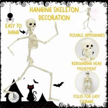CAMIRUS 5PACK Halloween Skeleton Decorations, 16" Full Body Mini Skeleton Posable Joints Poseable Skeleton for Yard Garden Lawn Patio Halloween Party Favors Decor, 5pcs