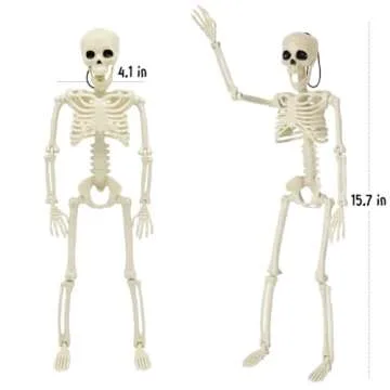 CAMIRUS 5PACK Halloween Skeleton Decorations, 16" Full Body Mini Skeleton Posable Joints Poseable Skeleton for Yard Garden Lawn Patio Halloween Party Favors Decor, 5pcs