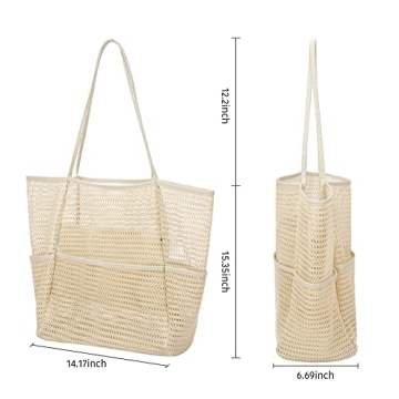 Tainehs Waterproof Mesh Beach Bag for Women - Large & Stylish