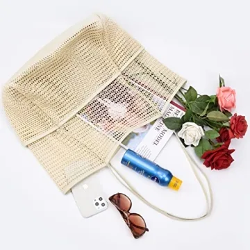 Tainehs Waterproof Mesh Beach Bag for Women - Large & Stylish