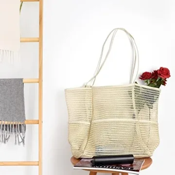 Tainehs Waterproof Mesh Beach Bag for Women - Large & Stylish