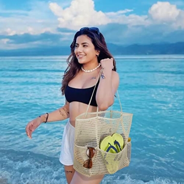 Tainehs Waterproof Mesh Beach Bag for Women - Large & Stylish