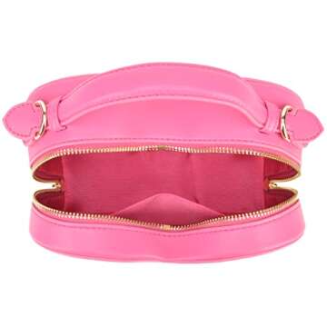 lola mae Heart Shape Satchel Crossbody Purse for women Zip Around Shoulder Bag (Hot pink-759)