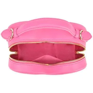 lola mae Heart Shape Satchel Crossbody Purse for women Zip Around Shoulder Bag (Hot pink-759)