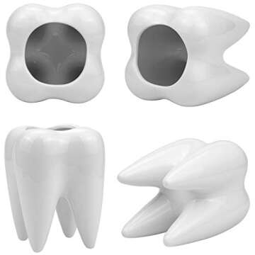 Hedume Tooth Shaped Planter Pots - Mini Ceramic Succulent Holders - 6 Pack Cute Flower Pots