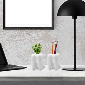 Hedume Tooth Shaped Planter Pots - Cute Ceramic Desk Decor