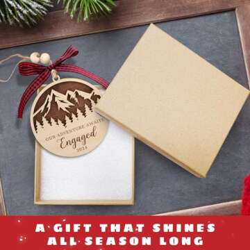 Engagement Gifts for Couples - Gifts for Newly Engaged Couples - Happy Engagement Gifts for Women, Bride, Friends - Engagement Ornament 2024 - Engaged Christmas Ornament 2024 - Wood Ornament