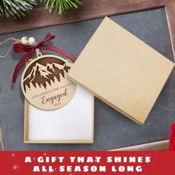 Engagement Gifts for Couples - Gifts for Newly Engaged Couples - Happy Engagement Gifts for Women, Bride, Friends - Engagement Ornament 2024 - Engaged Christmas Ornament 2024 - Wood Ornament