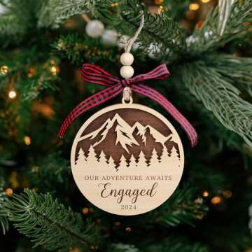 Engagement Gifts for Couples - Gifts for Newly Engaged Couples - Happy Engagement Gifts for Women, Bride, Friends - Engagement Ornament 2024 - Engaged Christmas Ornament 2024 - Wood Ornament