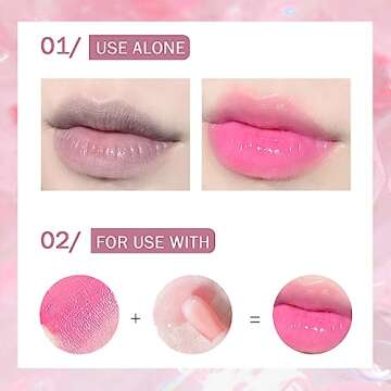 REWLKP Hydrating Lip Glow Oil, Plumping Lip Gloss, No-Sticky Transparent Moisturizing Lip Balm, Natural Lip Plumper Gloss Make Lips Fuller and Moisturizing - Raspberry