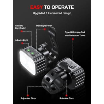 Cuvccn Bike Lights - Super Bright, 58 Hours Battery Life, Waterproof