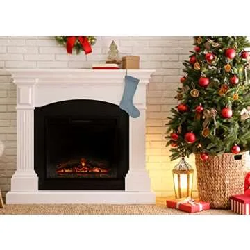 Elanze Blue Cable Knit Christmas Stocking - 18.5 inches