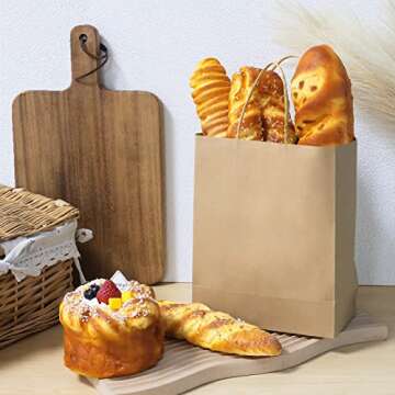 Moretoes 110pcs Paper Bags with Handles Gift Bags Brown Paper Bags, 8x4x10 Inch Medium Sizes Gift Bags Bulk, Paper Bags for Small Business, Shopping Bags, Retail Bags, Party Bags, Favor Bags