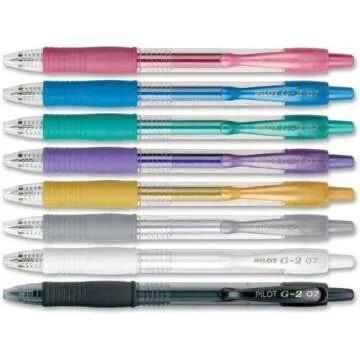 Pilot G2 Metallic Pens, Assorted Colors, Pack of 8