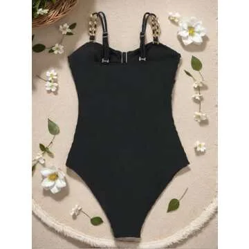 SherryDC Women's Cutout One Piece Swimsuit Bandeau Ruched Color Block High Waisted Bathing Suit with Removable Straps