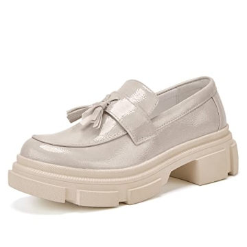 TINSTREE Women's Stylish Patent Leather Loafers