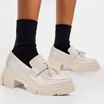 TINSTREE Women's Stylish Patent Leather Loafers