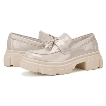 TINSTREE Women's Stylish Patent Leather Loafers