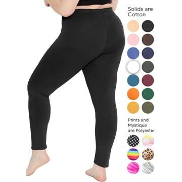 Women's Cotton Plus Size Leggings Black 2X