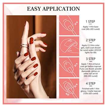 lofuanna Gel Nail Polish, 20 Colors Gel Polish Set with 4 Pcs Base Coat, No Wipe Glossy & Matte Top Coat and New Strengthener Coat, Soak-off LED UV Light Curing Nail Polish Set