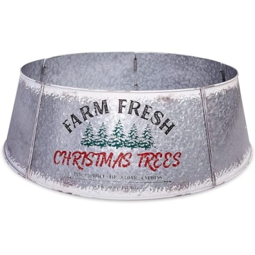 Hallops Galvanized Christmas Tree Collar - Large to Small Christmas Tree Base Cover. Adjustable Meta...