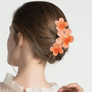 Vibrant Summer Tropical Flower Hair Claw Clips for Women
