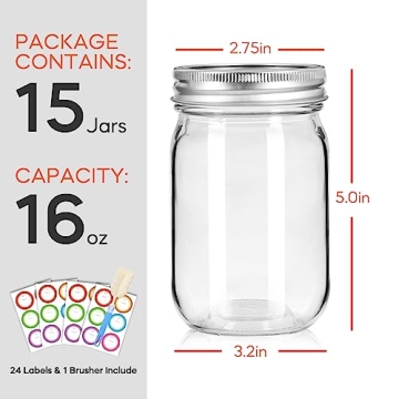 Mcupper 16 oz Mason Jars - Durable Food Storage Solutions