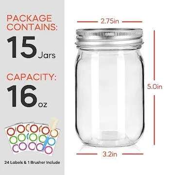Mcupper 16 oz Mason Jars - Durable Food Storage Solutions