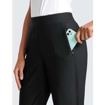 CRZ YOGA Fleece Lined Joggers for Women Thermal Water Resistant Ski Hiking Workout Travel Casual Pants Sweatpants Warm Pocket Black Medium