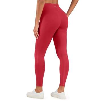 CRZ YOGA Butterluxe Matte Faux Leather Leggings - High Waist Stretch Tights in Ruby Red