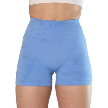AUROLA CAMO Workout Shorts for Women - Serenity Blue