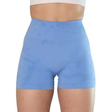 AUROLA CAMO Workout Shorts for Women - Serenity Blue