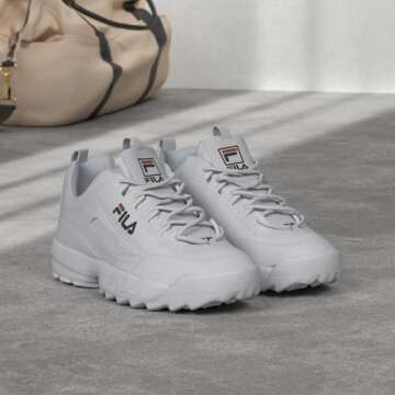 Fila Men's Strada Disruptor fashion sneakers, White/Peacoat/Vinred, 9.5 US