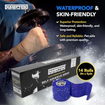 Hampton Adams | As Seen on Shark Tank | Self Adhesive Bandage Wrap (14-Pack) | 15ft | Pet Safe | Breathable Athletic Elastic Cohesive Bandage for Sports Injury Ankle Knee (Rainbow Mix)