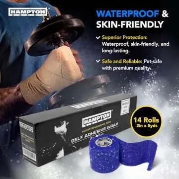 Hampton Adams | As Seen on Shark Tank | Self Adhesive Bandage Wrap (14-Pack) | 15ft | Pet Safe | Breathable Athletic Elastic Cohesive Bandage for Sports Injury Ankle Knee (Rainbow Mix)