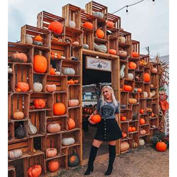 StarVnc Women's Basic Witch Shirt Hocus Pocus Halloween Goth Costume, Grey, Large