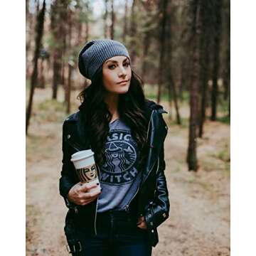 StarVnc Women's Basic Witch Shirt Hocus Pocus Halloween Goth Costume, Grey, Large