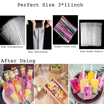 600pcs Clear Cellophane Bags & Twists Ties for Gifts
