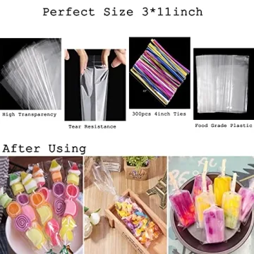 600pcs Clear Cellophane Bags & Twists Ties for Gifts