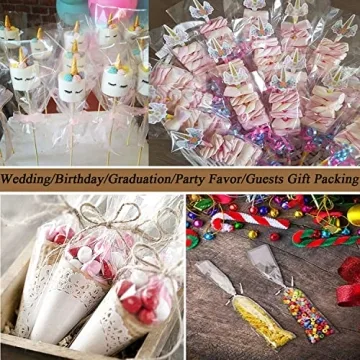 600pcs Clear Cellophane Bags & Twists Ties for Gifts