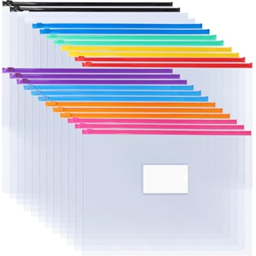 EOOUT 24pcs Plastic Envelopes - Colorful Zip Folders for All Needs