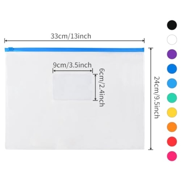 EOOUT 24pcs Plastic Zip Envelopes for Organization Kits