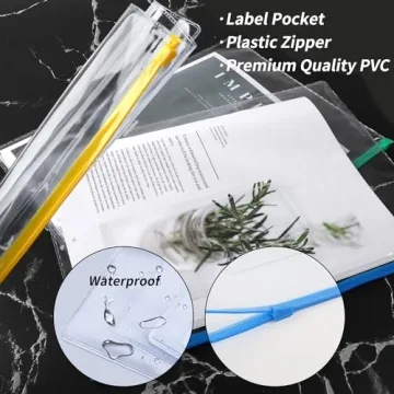 EOOUT 24pcs Plastic Zip Envelopes for Organization Kits