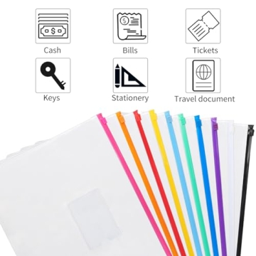 EOOUT 24pcs Plastic Zip Envelopes for Organization Kits