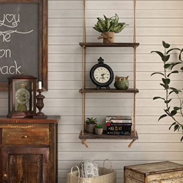 TIMEYARD Rustic 3-Tier Hanging Shelf for Home Decor